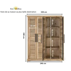 Armoire 4 portes bois massif en manguier – Paran