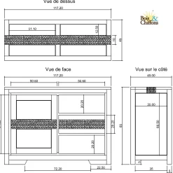 Bahut 1 porte 3 tiroirs | Acacia Tatoo