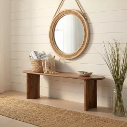 Banc arrondi miel en bois massif acacia - Ellipse
