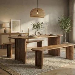 Banc arrondi miel en bois massif acacia - Ellipse