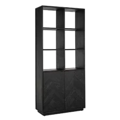 Bibliothèque noirbone laiton 2-deuren (noir rustic)