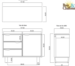 Buffet 1 porte 3 tiroirs | Acacia Forest