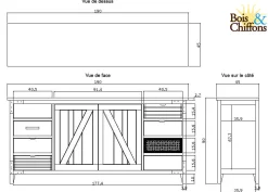 Buffet 2 portes 8 tiroirs | Manguier Farm II