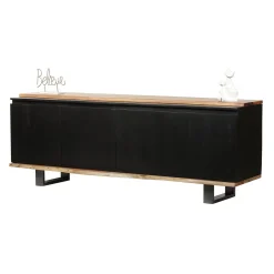 Buffet 4 portes en bois massif acacia - Black