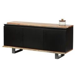 Buffet 3 portes en bois massif acacia - Black