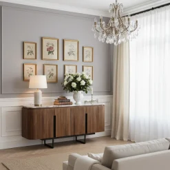 Buffet 4 portes plateau marbre | Manguier Kfir III