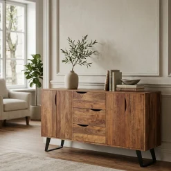 Buffet bas 4 portes 3 tiroirs en bois massif acacia - Bunting