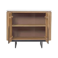 Buffet bas 2 portes plateau marbre blanc | Manguier Kfir II