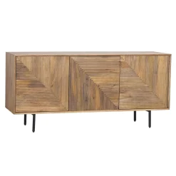 Buffet bas bois sculpté motif géométrique 3P | Manguier Maglan II