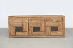 Buffet bois massif sculpté bicolore 3P 3T | Acacia Maya