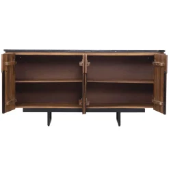 Buffet bois 4P plateau marbre noir | Manguier Kfir