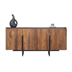 Buffet bois 4P plateau marbre noir | Manguier Kfir