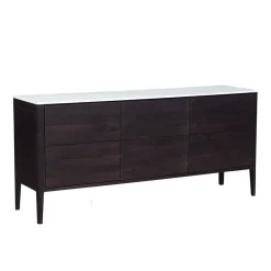 Buffet bois plateau marbre blanc 3T | Manguier Amsterdam