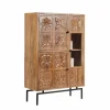 Buffet haut 3 portes en bois massif manguier - Sculture