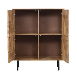 Buffet haut bois sculpté motif géométrique 4P | Manguier Maglan