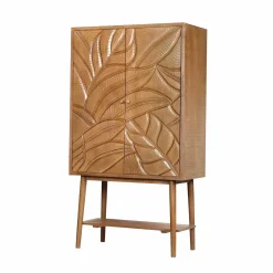 Buffet haut sculpté 2 portes en bois massif manguier - Floria