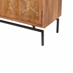 Buffet sculpté 2 portes en bois massif manguier - Sculture