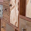 Buffet 11T 2P multi-matériaux peau de vache bois sculpté | Manguier Terranova