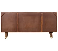Buffet 11T 2P multi-matériaux peau de vache bois sculpté | Manguier Terranova