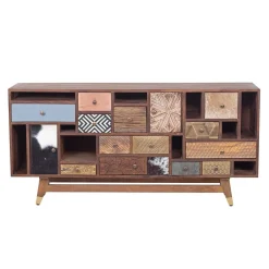 Buffet tiroirs peau de vache bois sculpté | Manguier Terranova