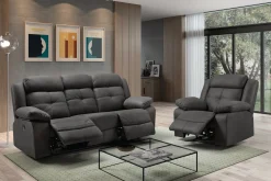Canapé cuir 3 places, 2 relax électriques | Sydney Gris