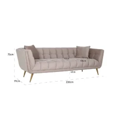 Canapé Huxley Khaki velours / brossé or (Quartz Khaki 903)