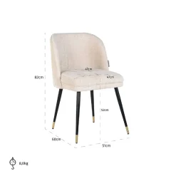 Chaise Alicia blanc chenille fire retardant (FR-Bergen 900 blanc chenille)