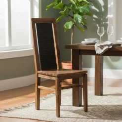 Chaise bois sculpté bicolore | Acacia Maya