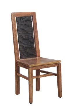 Chaise bois sculpté bicolore | Acacia Maya