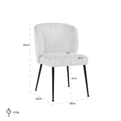 Chaise Fallon blanc Bouclé / noir (Copenhagen 900 Bouclé blanc)