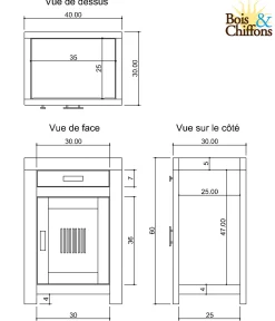 Chevet strié bois - Charnière gauche | Acacia Ramani