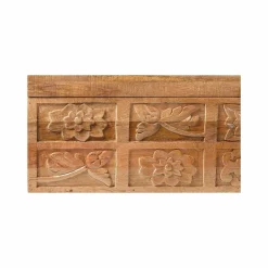Coffre sculpté bois massif manguier et métal - Sculture
