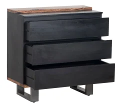 Commode 3 tiroirs en bois massif acacia - Black