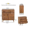 Commode sculptée 3 tiroirs en bois massif manguier - Floria