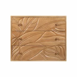 Commode sculptée 3 tiroirs en bois massif manguier - Floria