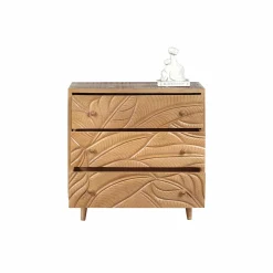 Commode sculptée 3 tiroirs en bois massif manguier - Floria