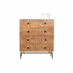 Commode sculptée 4 tiroirs en bois manguier massif - Sculture