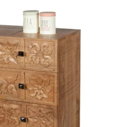 Commode sculptée 4 tiroirs en bois manguier massif - Sculture