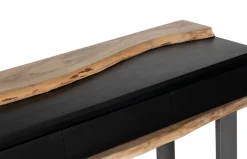 Console 3 tiroirs en bois massif acacia - Black