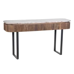 Console 2 tiroirs plateau marbre | Manguier Kfir III