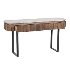 Console 2 tiroirs plateau marbre | Manguier Kfir III