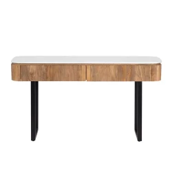 Console 2 tiroirs plateau marbre blanc | Manguier Kfir II