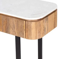 Console 2 tiroirs plateau marbre blanc | Manguier Kfir II
