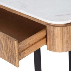 Console 2 tiroirs plateau marbre blanc | Manguier Kfir II