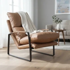 Fauteuil cuir beige – Damo