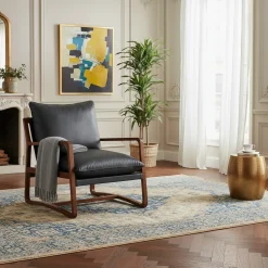 Fauteuil Cuir Noir | Lucca