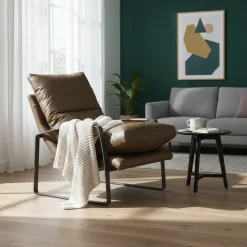 Fauteuil cuir olive vert – Damo