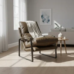 Fauteuil cuir olive vert – Damo