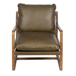 Fauteuil Cuir vert Olive | Lucca