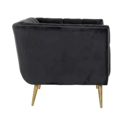 Fauteuil Huxley anthracite velours / brossé or (Quartz anthracite 801)
